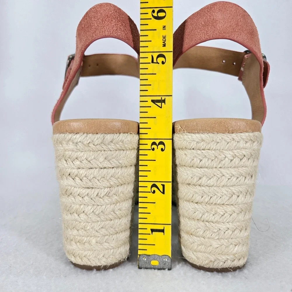 Lucky Brand Espadrille Womens 8 Pink Naveah Platform Wedge Sandals Hemp BOHO
